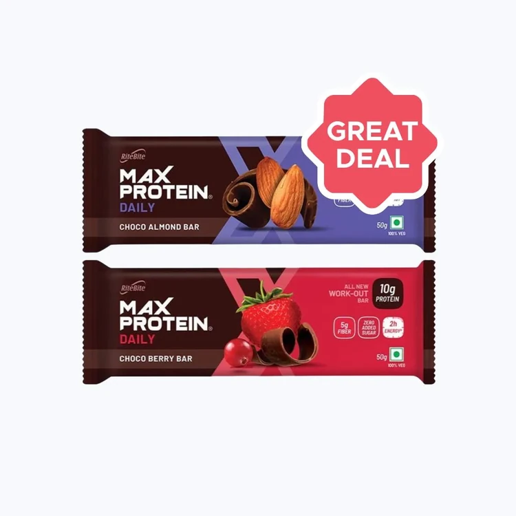 RiteBite Max Protein Daily Choco Almond Protein Bar + RiteBite Max Protein Daily Choco Berry Protein Bar Combo