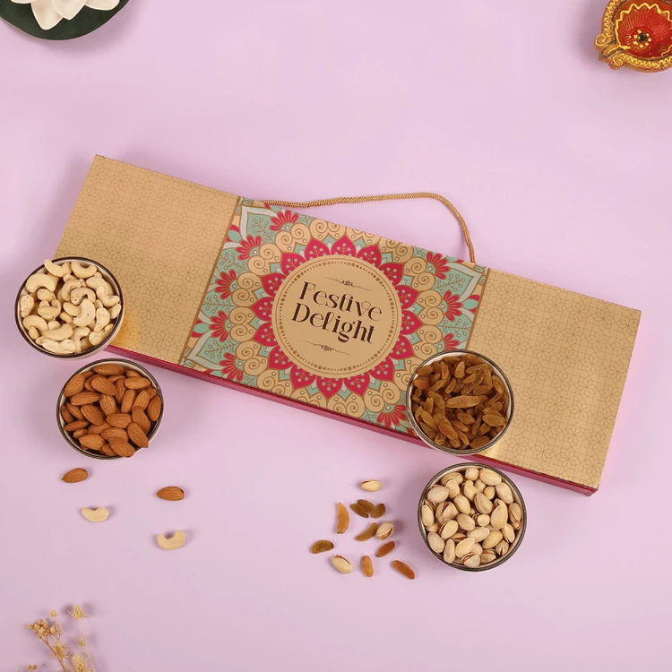 Festive Delight (Cashew + Raisins + Almond + Salted Pistachio) Dry Fruits Gift Pack (Dry Fruits Udugore Pack)