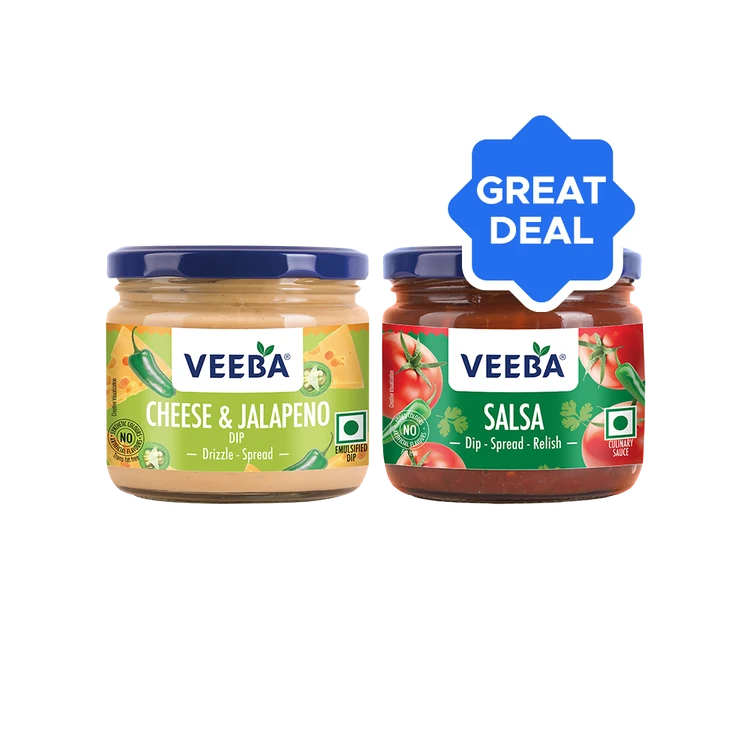 Veeba Salsa Dip + Veeba Cheese & Jalapeno Dip Combo