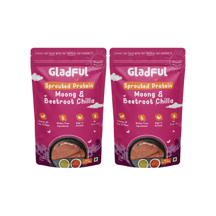 Gladful Moong Beetroot Chilla Mix - Pack of 2