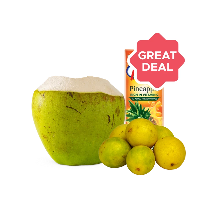 Real Fruit Power Pineapple Juice + Tender Coconut + Lemon Combo