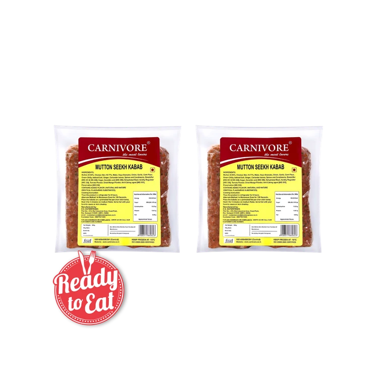 Carnivore Mutton Seekh Kebab Frozen - Pack of 2