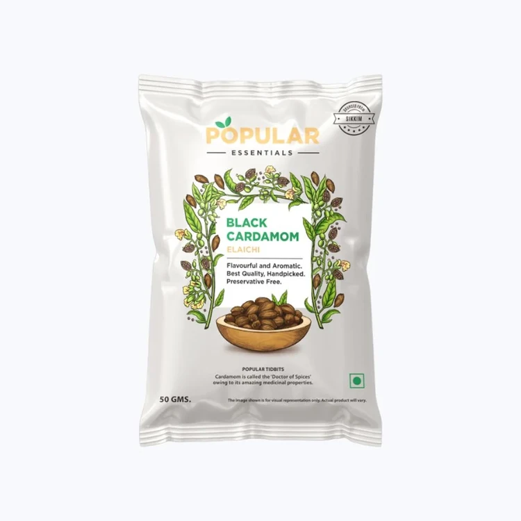 Popular Essentials Black Cardamom Whole (Dodda Yelakki)