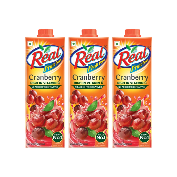 Real Fruit Power Cranberry Juice - Pack of 3