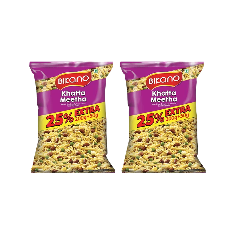 Bikano Khatta Meetha Mixture Namkeen - Pack of 2