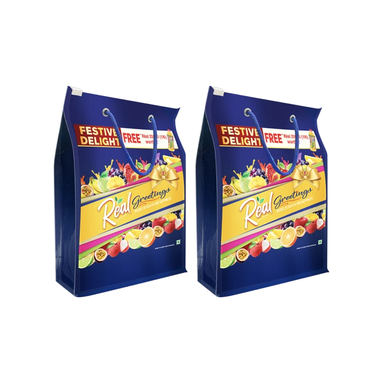 Real Greetings Festive Beverage Gift Pack - Free Real Fruit Power 180 ml - Pack of 2