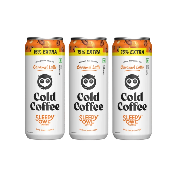 Sleepy Owl Caramel Latte Cold Coffee Can - Pack of 3