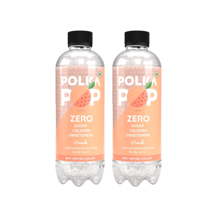 Polka Pop Zero Sugar Peach Sparkling Water - Pack of 2