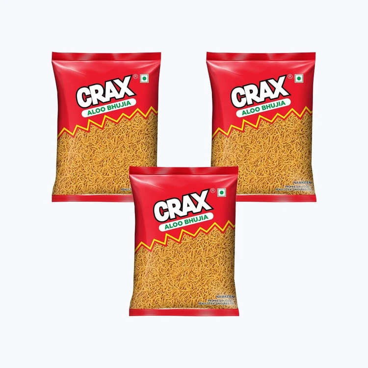 Crax Aloo Bhujia Namkeen Snacks - Pack of 3