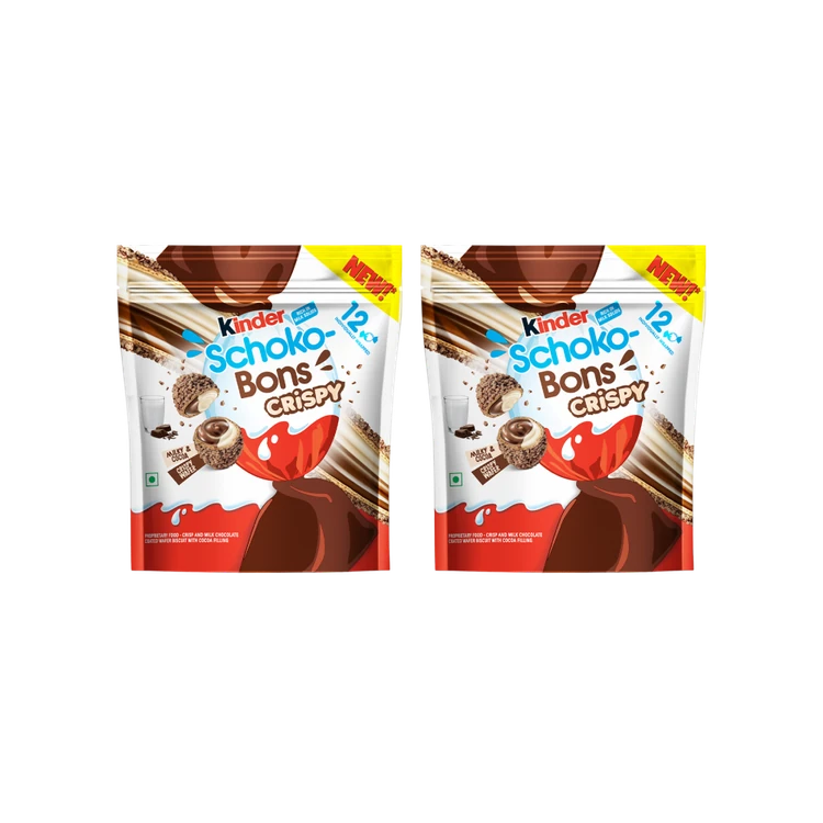 Kinder Schoko Bons Crispy Shaped Chocolates - Pack of 2