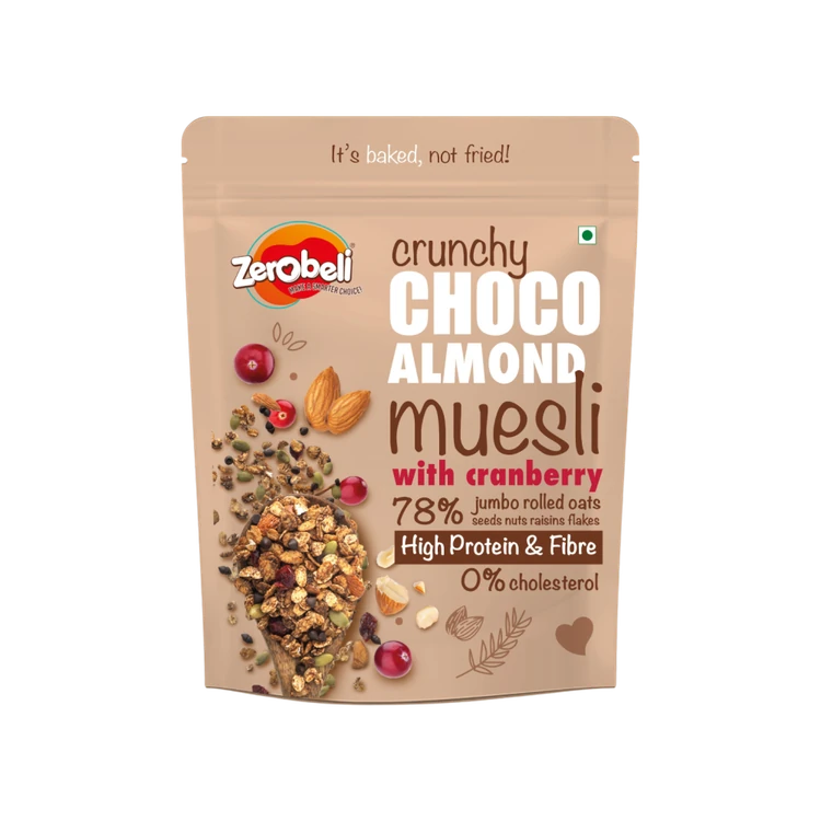 Zerobeli Crunchy Choco Almond Muesli with Cranberry