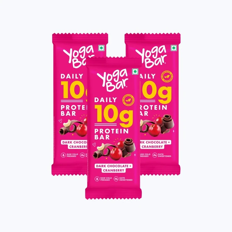 Yoga Bar 10 g Dark Chocolate & Cranberry Protein Bar - Pack of 3