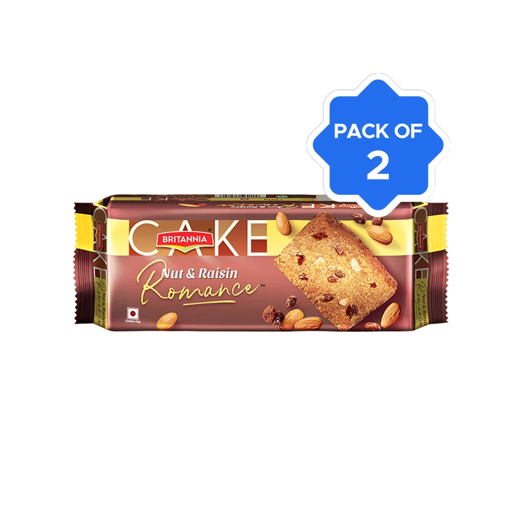 Britannia Nut & Raisin Romance Slice Cake - Pack of 2