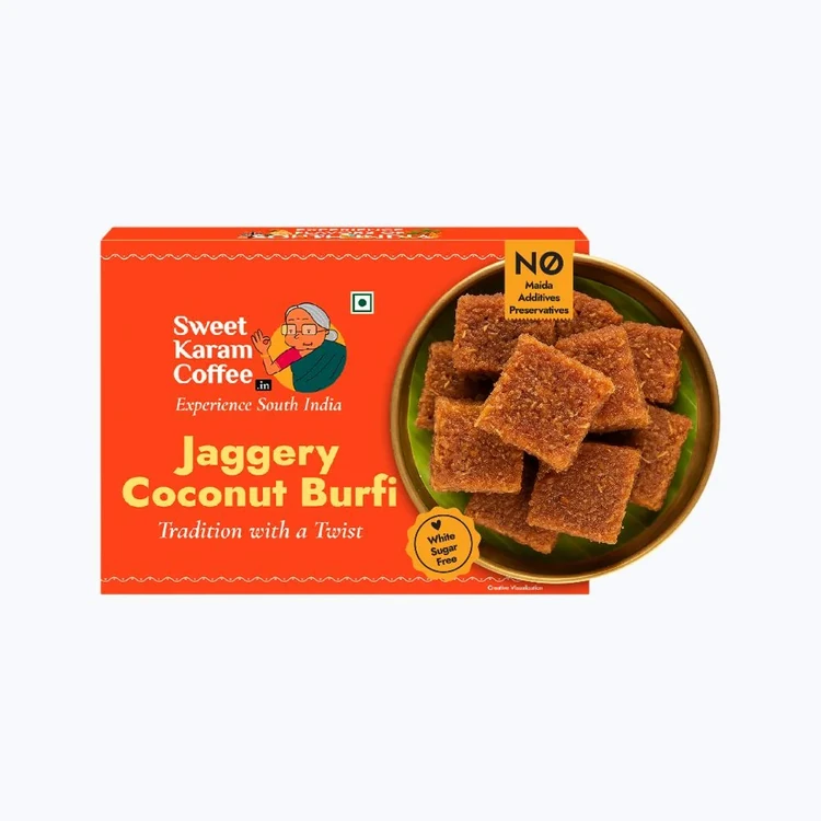 Jaggery Coconut Burfi by Sweet Karam Coffee