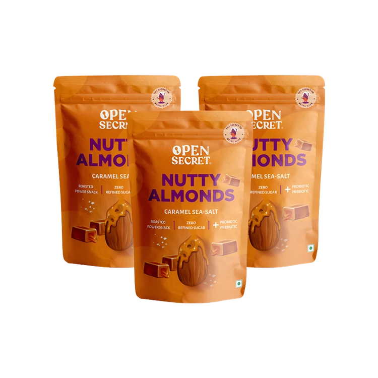 Open Secret Flavoured Almonds - Sweet Caramel Sea Salt - Pack of 3