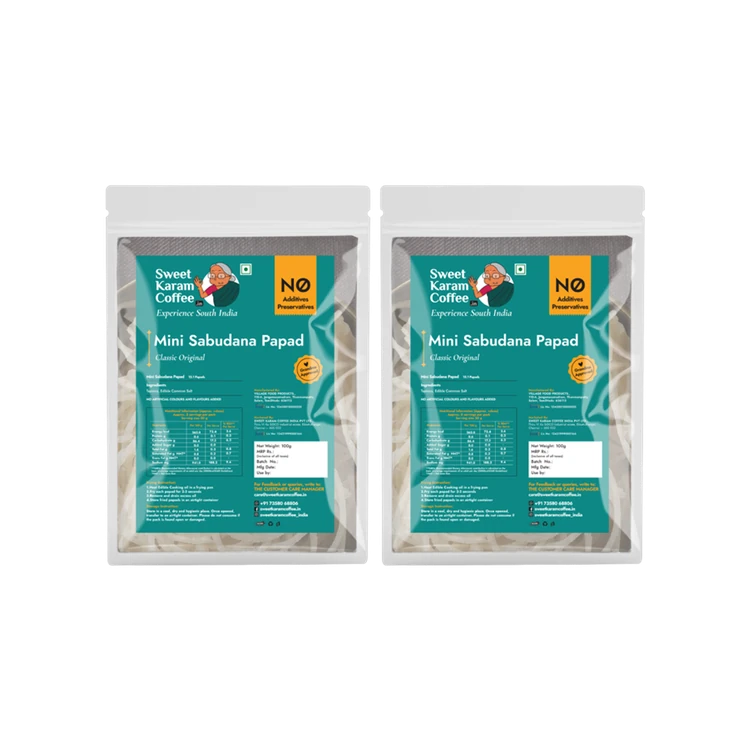 Sweet Karam Coffee Mini Sabudana Papad - Pack of 2