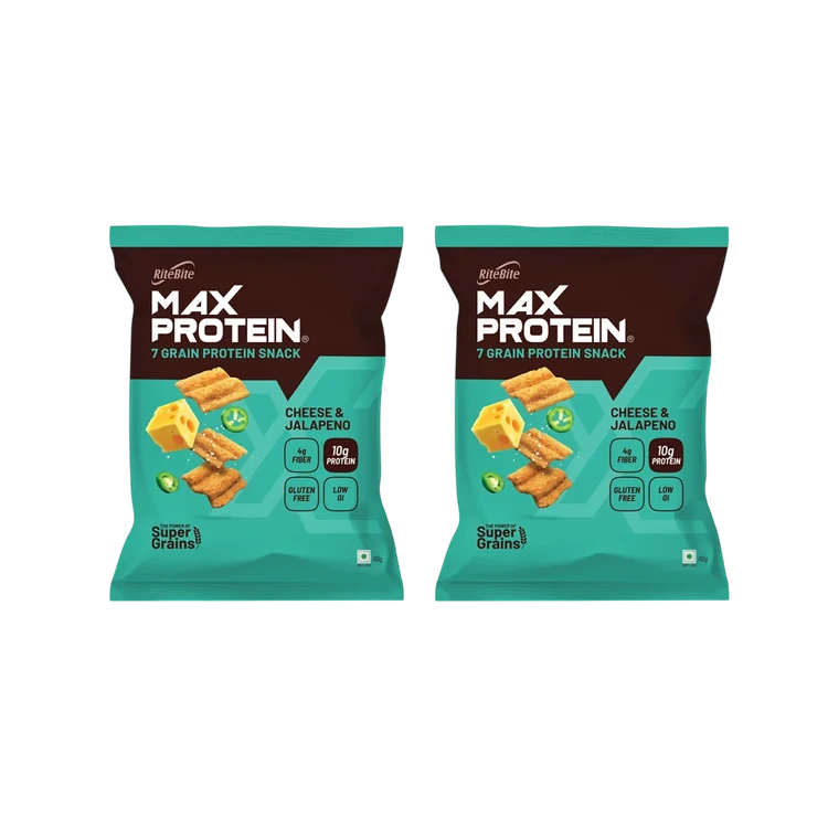 RiteBite Max Protein Cheese & Jalapeno 10 g Protein Multigrain Chips - Pack of 2