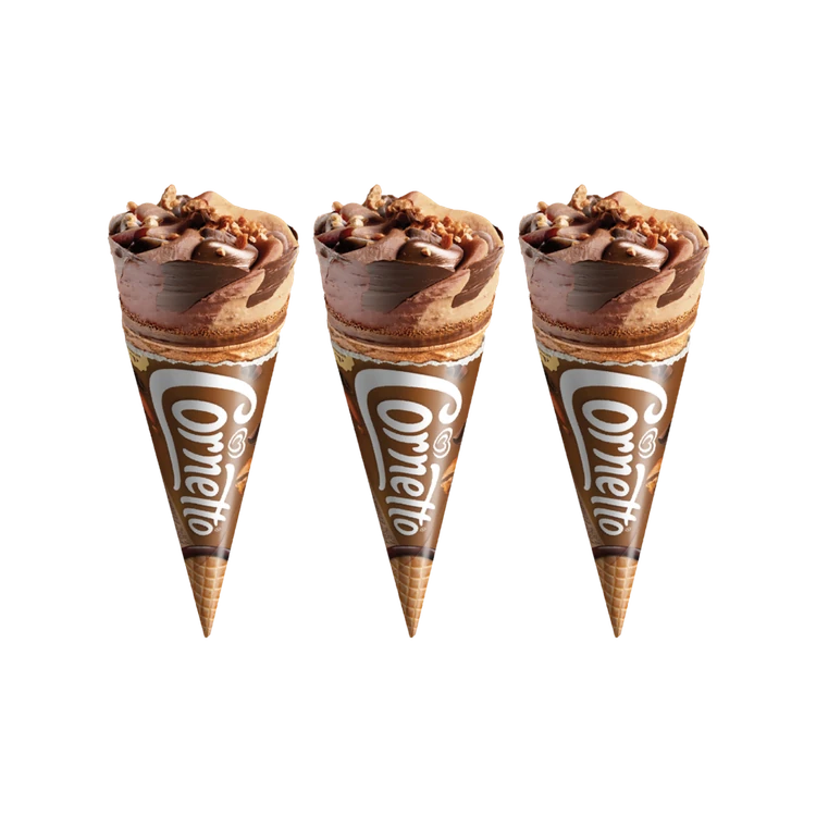 Kwality Walls Cornetto Double Chocolate Frozen Dessert Cone - Pack of 3