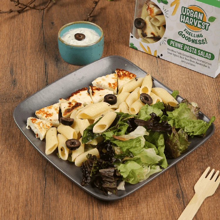 Penne Pasta Salad with Basil and Grilled Cottage Cheese by Urban Harvest