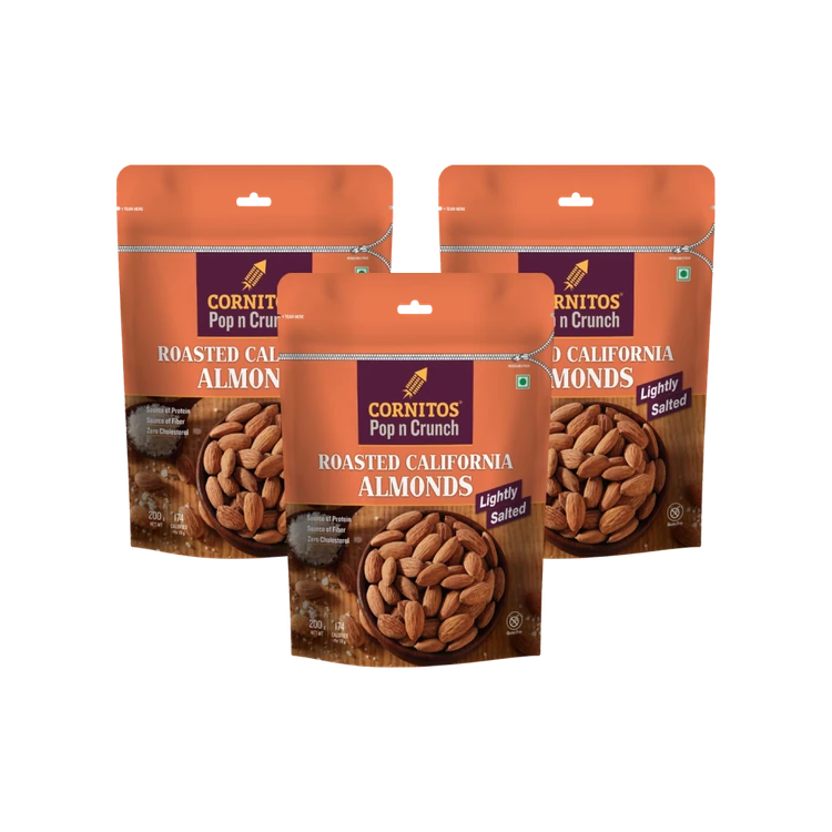 Cornitos Pop n Crunch Lightly Salted California Flavoured Almonds - Roasted - Pack of 3