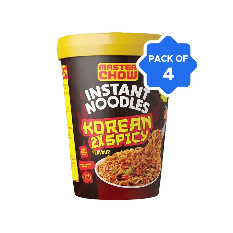 MasterChow Instant Cup Noodles (Korean 2X Spicy Flavour) - Pack of 4