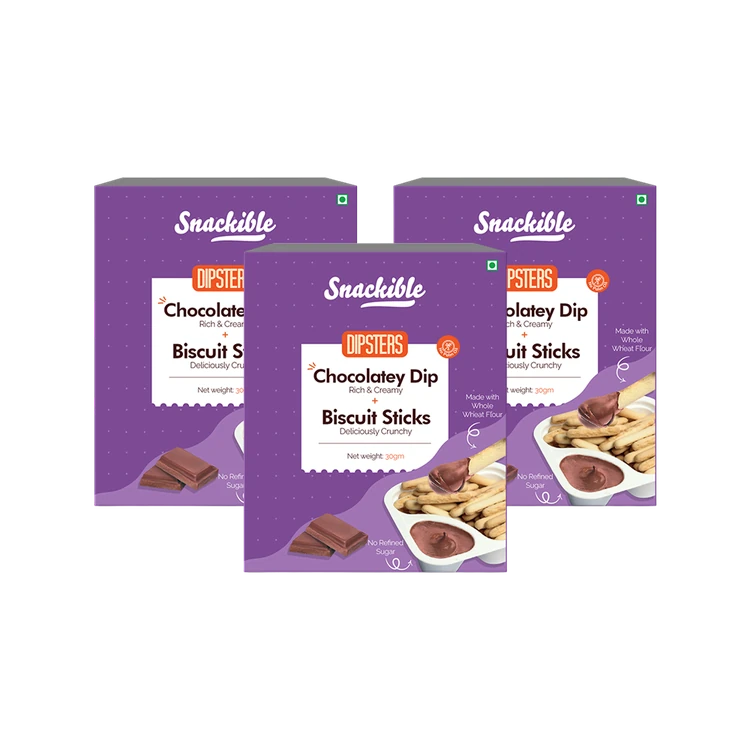 Snackible Biscuit Sticks with Chocolatey Dip - Pack of 3