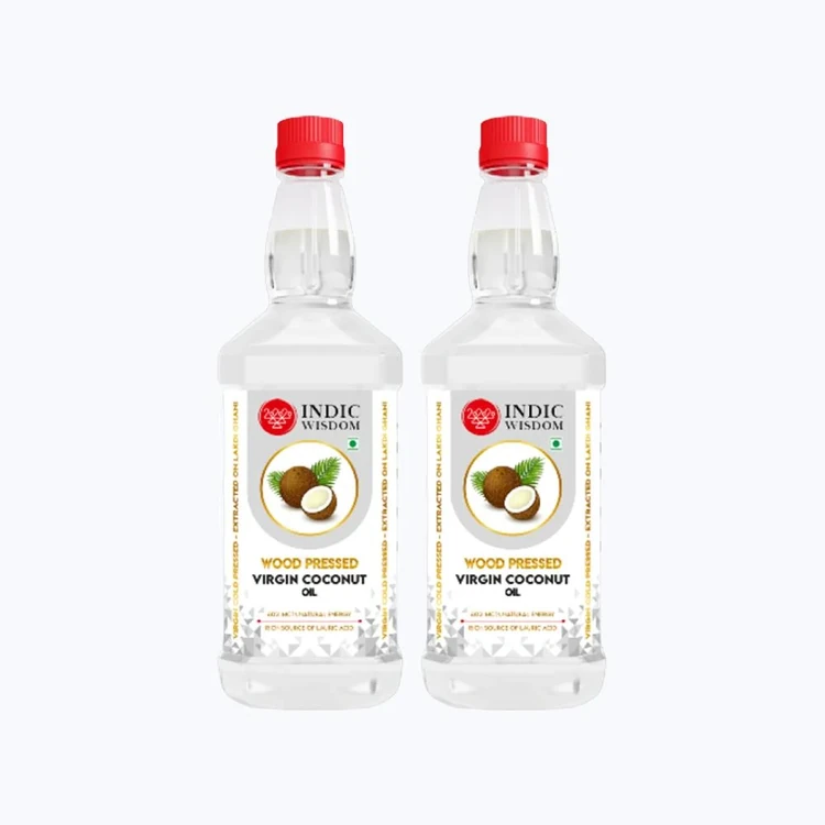 Indic Wisdom Wood Cold Pressed Virgin Coconut Oil - Pack of 2 (Thengina Enne)
