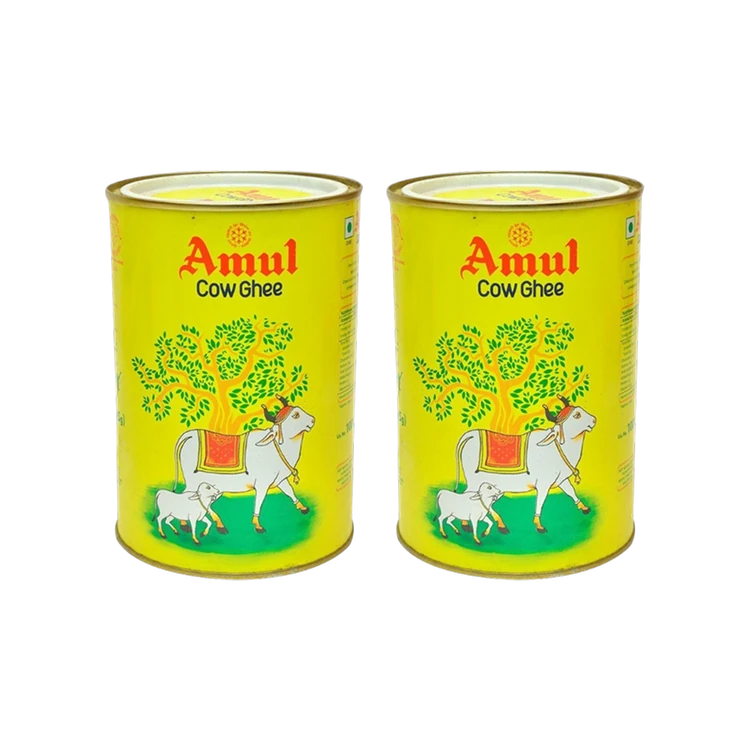 Amul Cow Ghee (Tin) - Pack of 2 (Hasuvina Tuppa)
