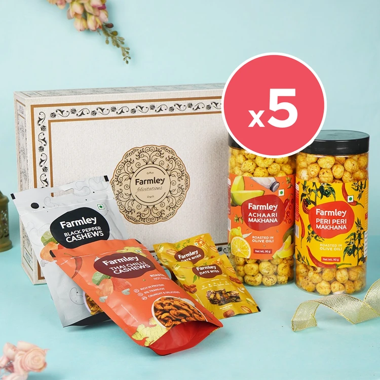 Farmley Felicitations Mix Dry Fruits Gift Pack - Pack of 5 (Dry Fruits Udugore Pack)