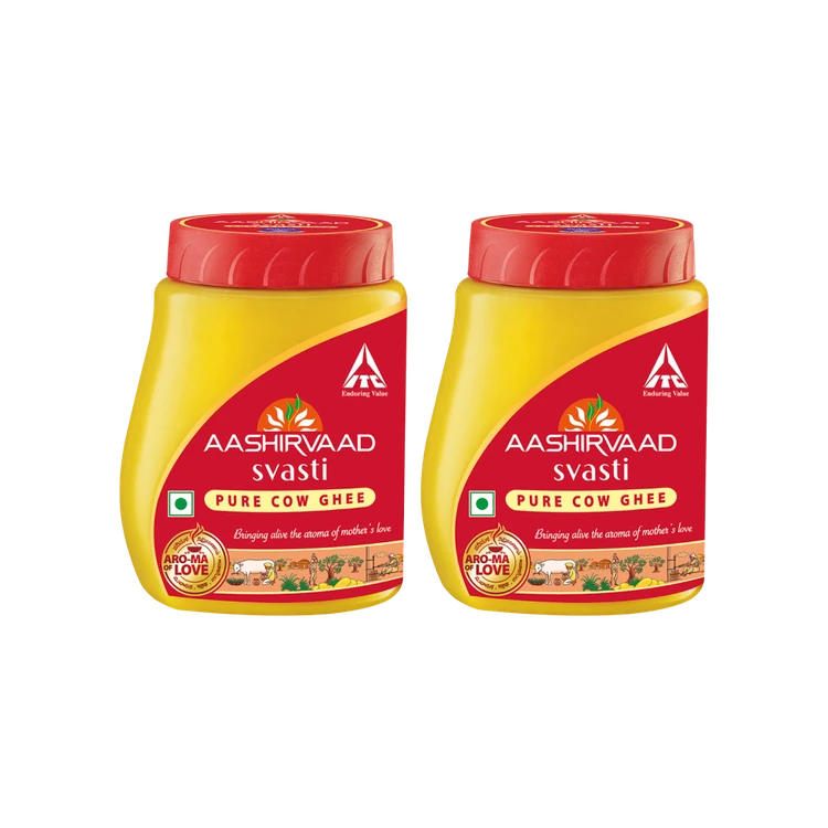 Aashirvaad Svasti Pure Cow Ghee - Pack of 2 (Hasuvina Tuppa)