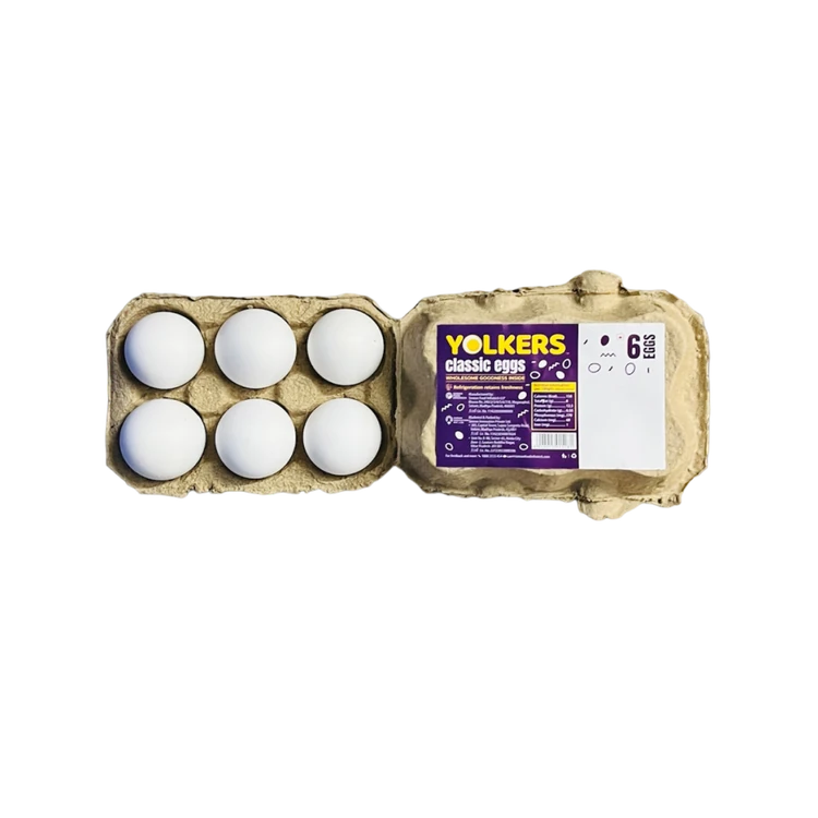 Yolkers Classic White Eggs (6 pieces)