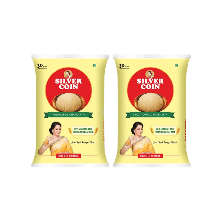 Silver Coin Traditional Chakki Atta - Pack of 2 (Godihittu)