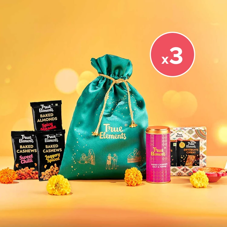 True Elements Dry Fruit Potli - Pack of 3 (Ona Kaayi Potli)
