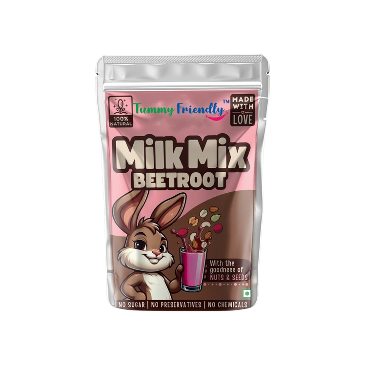 TummyFriendly Foods Beetroot Milk Mix Nutrition Powder with Nuts and Seeds for Kids
