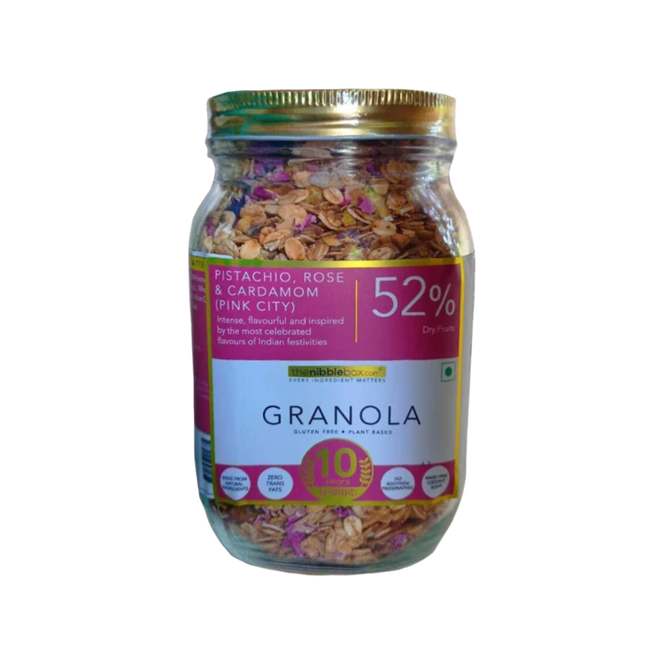 The Nibble Box Pistachio, Rose & Cardamom Pink City Granola