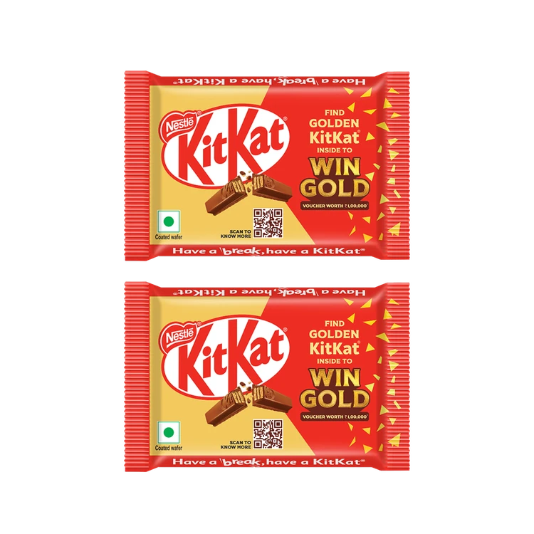 Nestle KitKat 4 Fingers Choco Coated Wafer Chocolate - Pack of 2