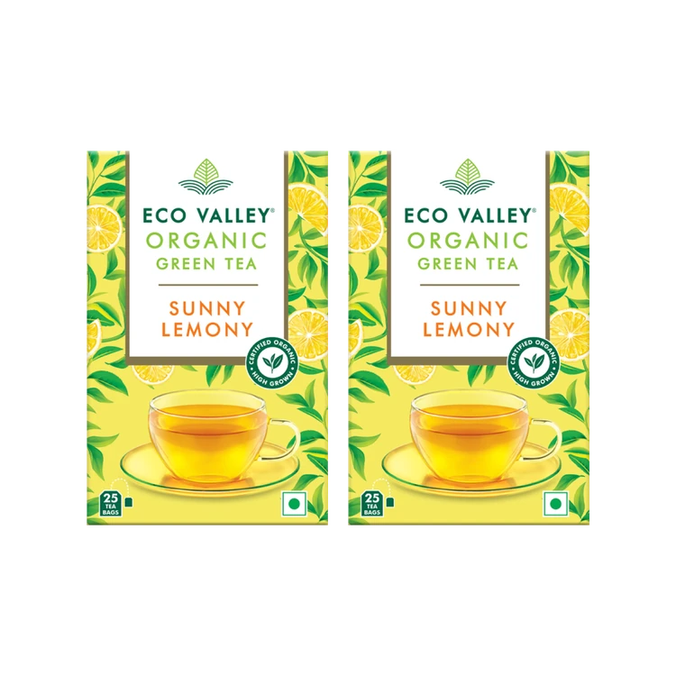 Eco Valley Organic Sunny Lemony Green Tea Bags - Pack of 2