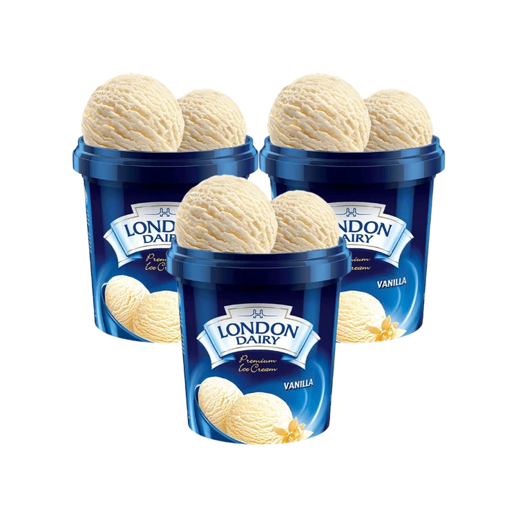 London Dairy Premium Vanilla Ice Cream Cup - Pack of 3