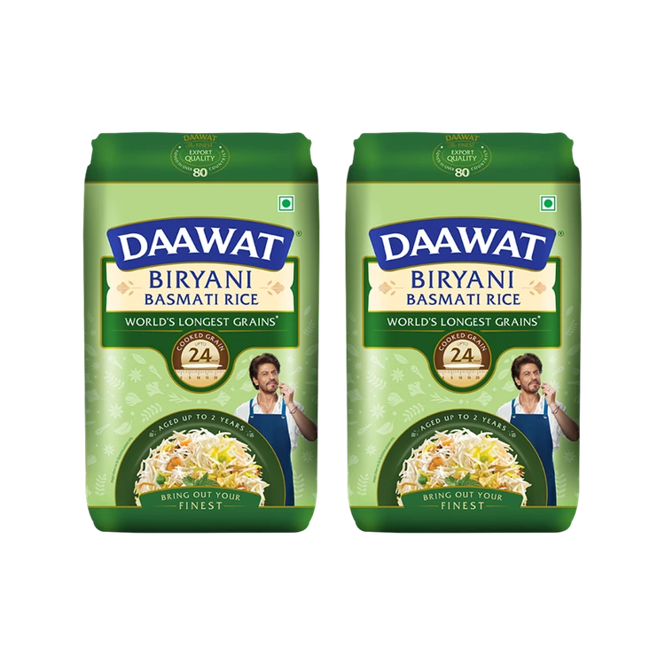 Daawat Biryani Basmati Rice (Long Grain) - Pack of 2 (Basmati Akki)