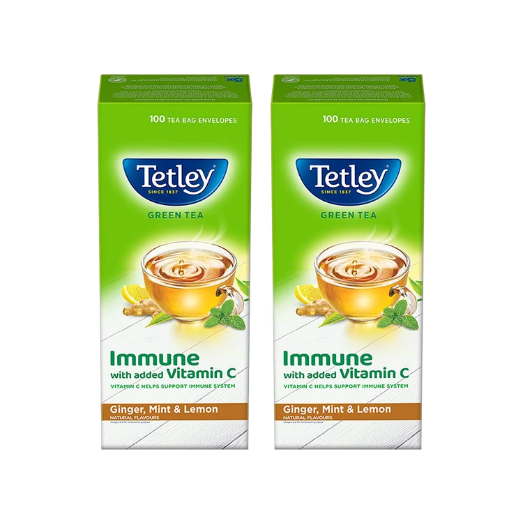 Tetley Ginger, Mint & Lemon Green Tea Bags (Immune with Added Vitamin C) - Pack of 2
