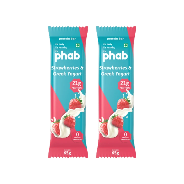 Phab 21g Protein Strawberry and Greek Yogurt Protein Bar - Pack of 2