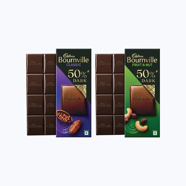 Cadbury Bournville Rich Cocoa 50% Dark Chocolate Bar +  Fruit & Nut Dark Chocolate Bar Combo