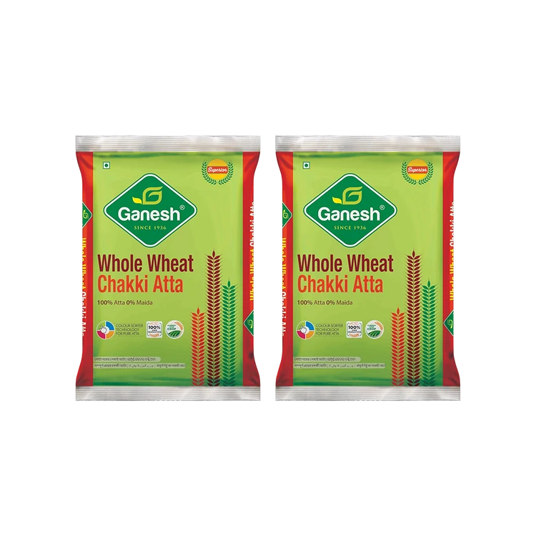 Ganesh Whole Wheat Chakki Atta - Pack of 2 (Godihittu)