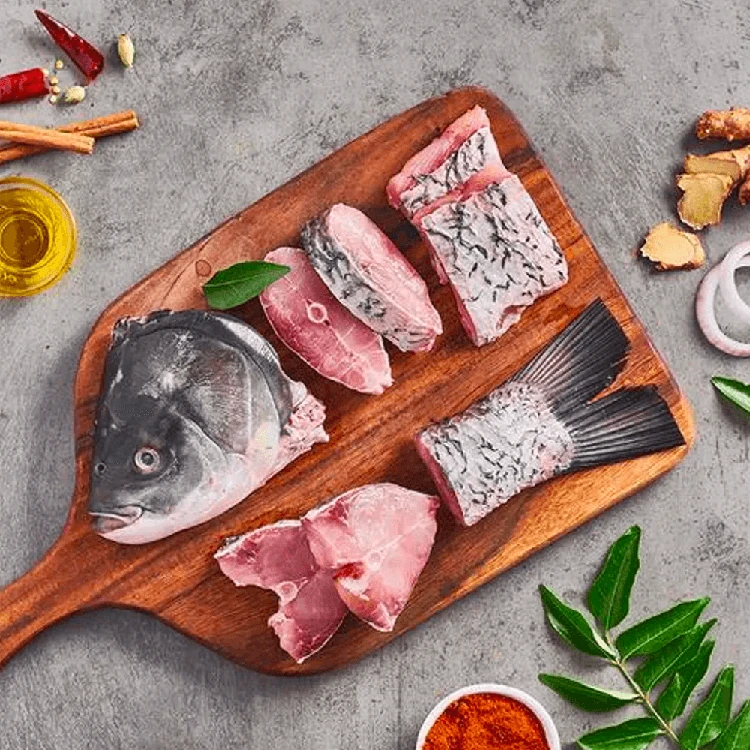 Kolkata Meat Catla Bengali Cut Fish with Head & Tail
