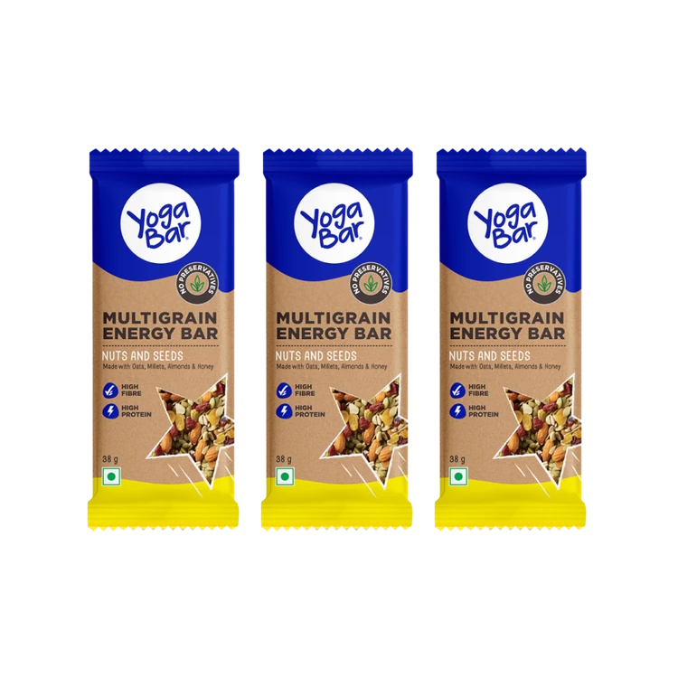 Yoga Bar Nuts & Seeds Multigrain Energy Protein Bar - Pack of 3