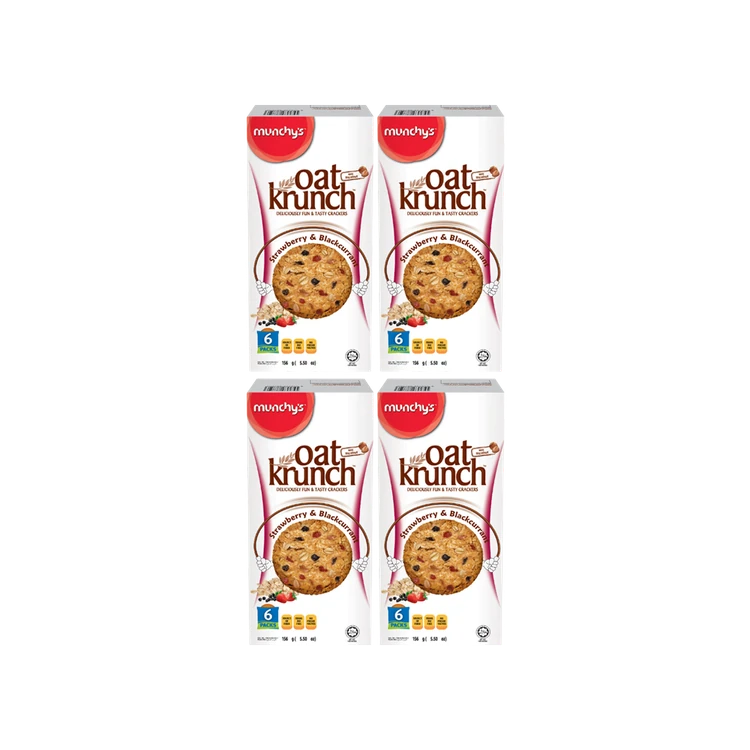 Munchy's Oat Crunch Cookies (Strawberry & Black Current Flavoured) - Pack of 4