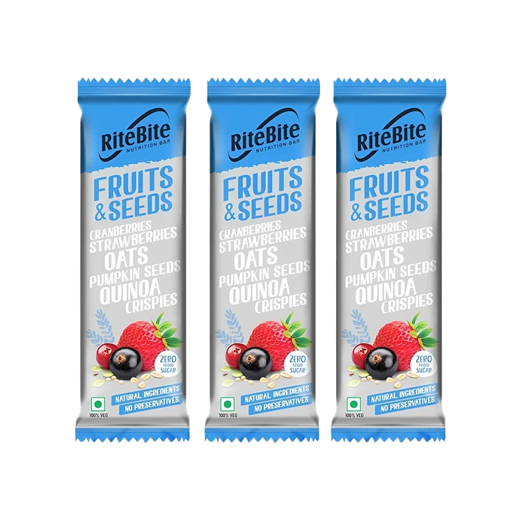 RiteBite Fruits & Seeds Nutrition Bar - Pack of 3
