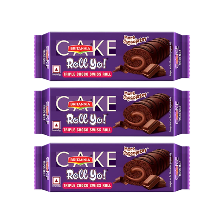 Britannia Cake Roll Yo Triple Choco Swiss Roll - Pack of 3