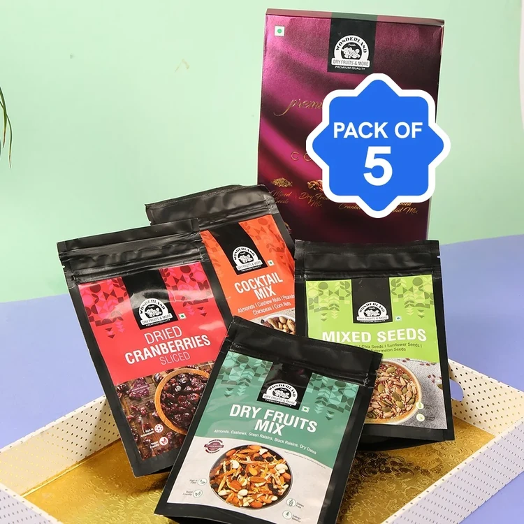 Wonderland Foods Premium Dry Fruits Gift Pack - Pack of 5 (Dry Fruits Udugore Pack)