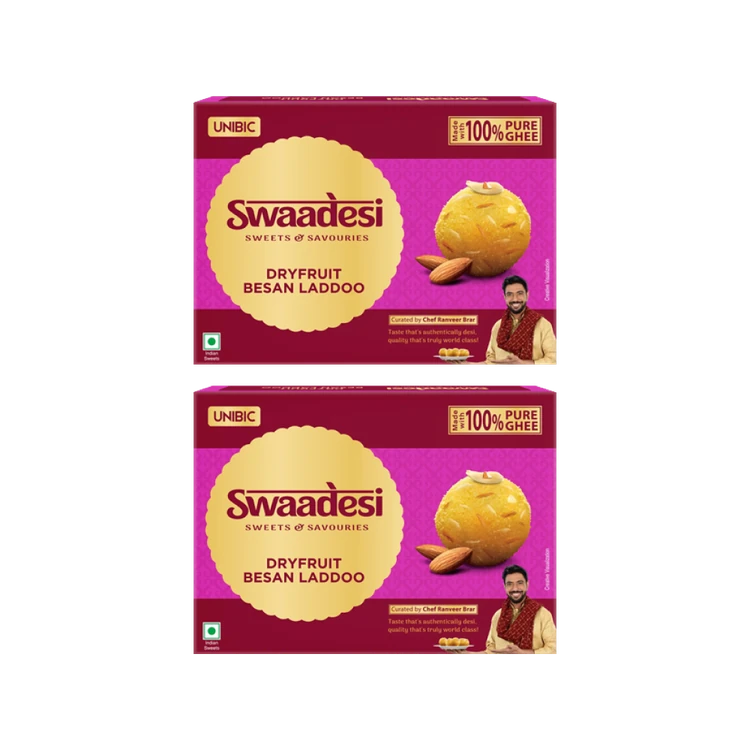 Desi Ghee Dryfruit Besan Laddu by Unibic Swaadesi - Pack of 2